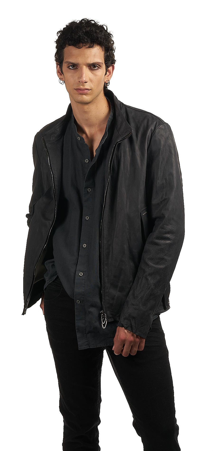 DANIELE BASTA LEATHER AND SILVER JACKET 